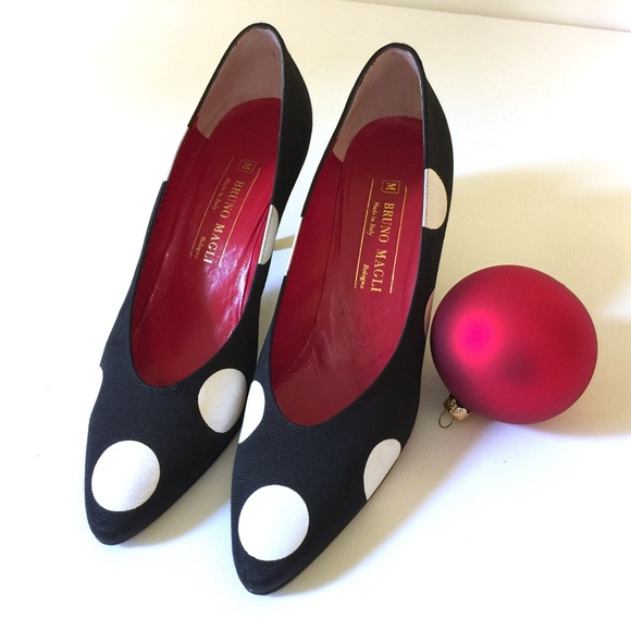 Bruno Magli Shoes - Bruno Magli Polka Dot Fabric Pumps 10AAA